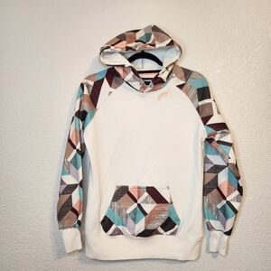 Hooey Geometric Pattern Hoodie - White, Brown, Blue